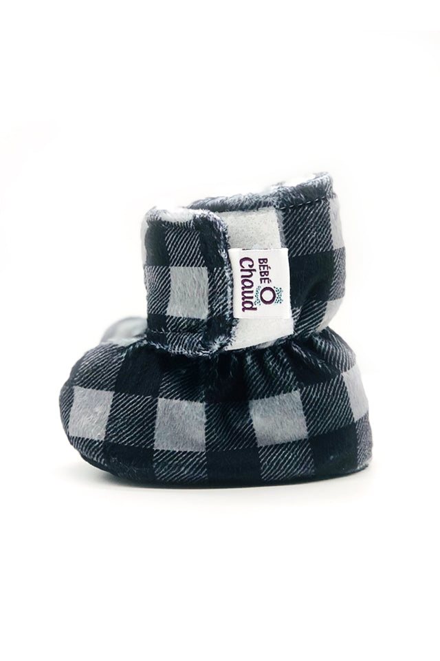 Pantoufles à velcro-Carreauté gris et noir