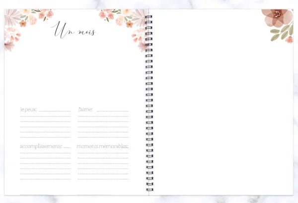 Livre souvenir-Combo grossesse-bébé – Fleurs aquarelle