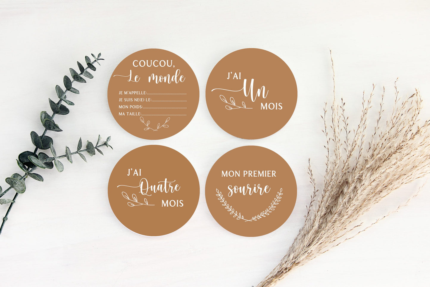 Cartes rondes étape bébé – Ocre –