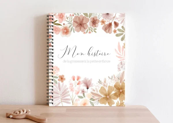 Livre souvenir-Combo grossesse-bébé – Fleurs aquarelle