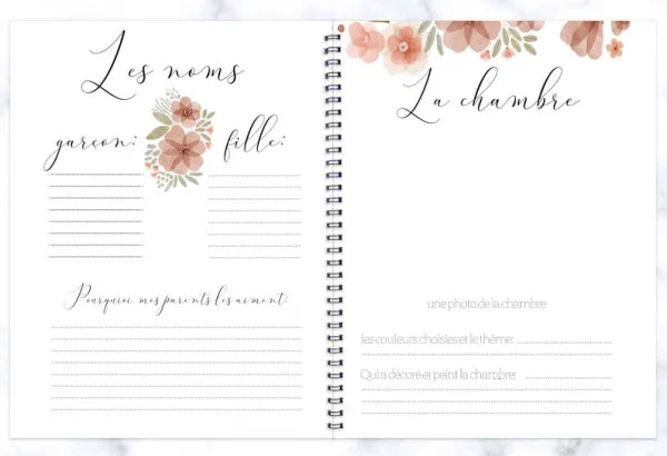 Livre souvenir-Combo grossesse-bébé – Fleurs aquarelle